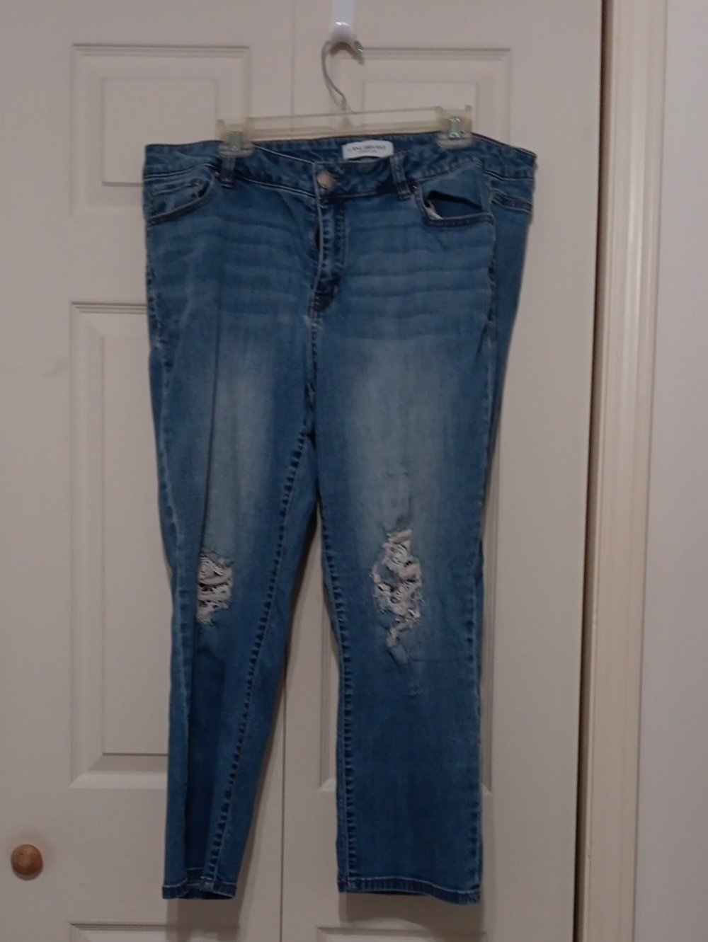 Lane Bryant Light Blue Skinny Jeans with Knee Distress